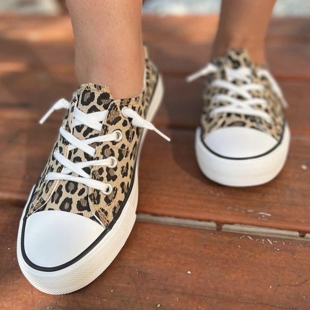 Everglades Star Leopard Slip On Canvas Sneakers